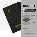Elegante Reisepasshülle mit AirTag Halterung – Kunstleder, RFID-Blocker, ideal für Damen und Herren – Praktischer Travel Passport Holder in Schwarz