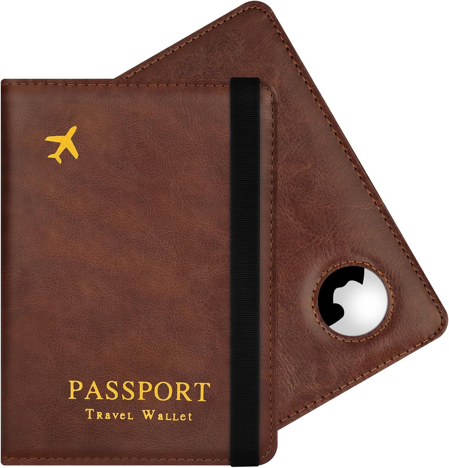 Elegante Reisepasshülle mit AirTag Halterung – Kunstleder, RFID-Blocker, ideal für Damen und Herren – Praktischer Travel Passport Holder in Schwarz