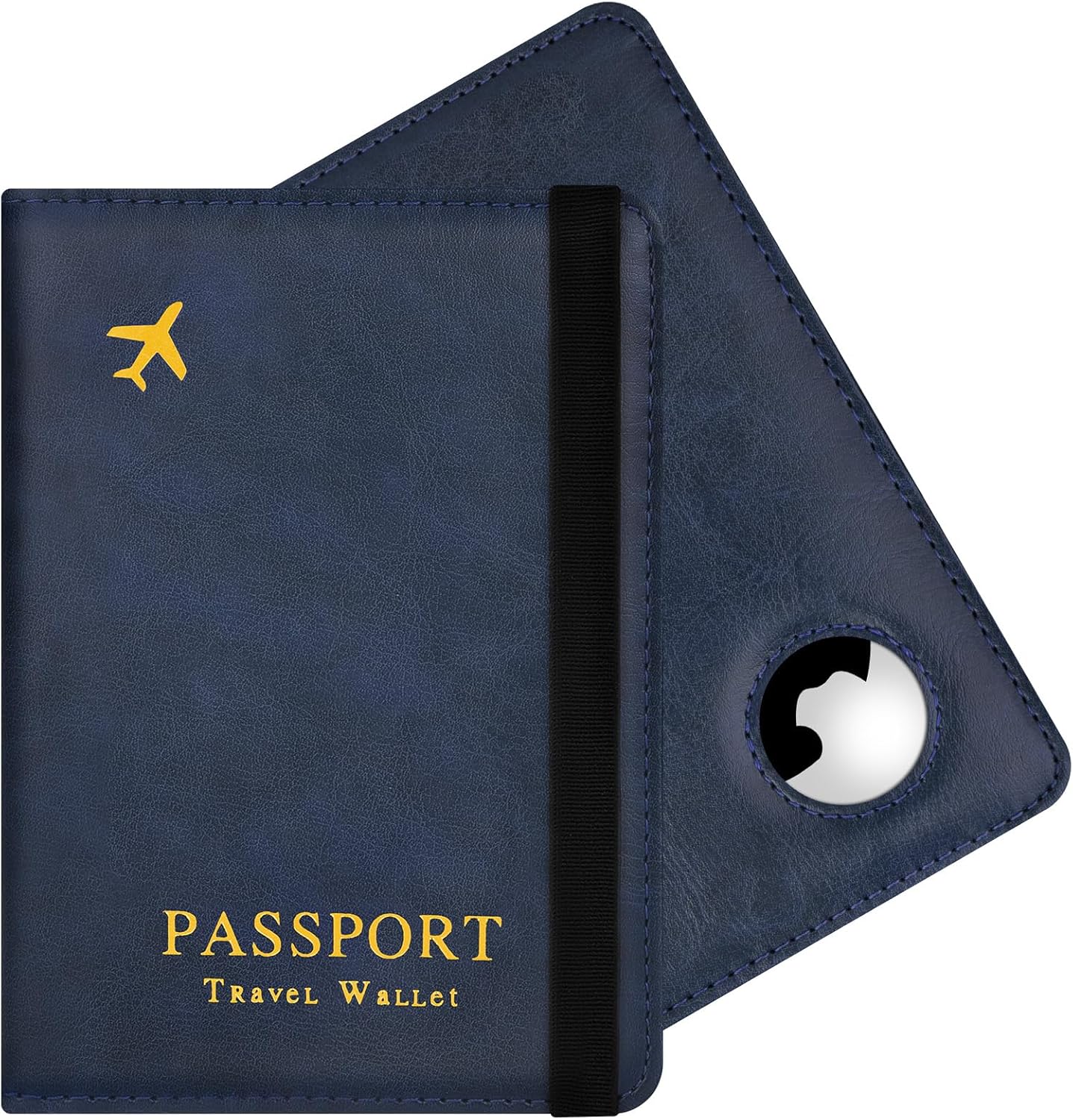 Elegante Reisepasshülle mit AirTag Halterung – Kunstleder, RFID-Blocker, ideal für Damen und Herren – Praktischer Travel Passport Holder in Schwarz
