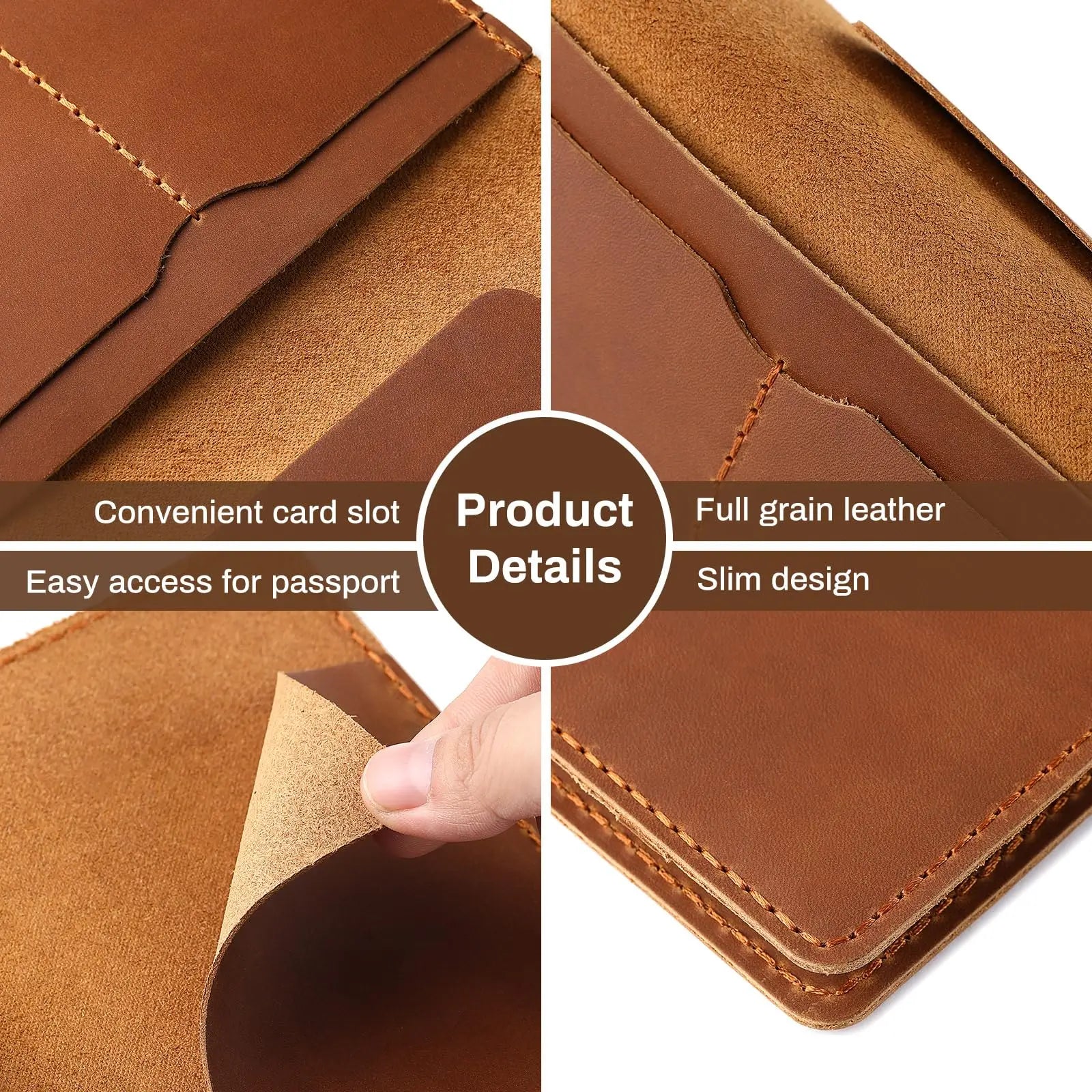 New Airtag Passport Holder Cover Vintage Full Grain Leather Handmade RFID Blocking Wallet Tracker Card Case 10X14Cm