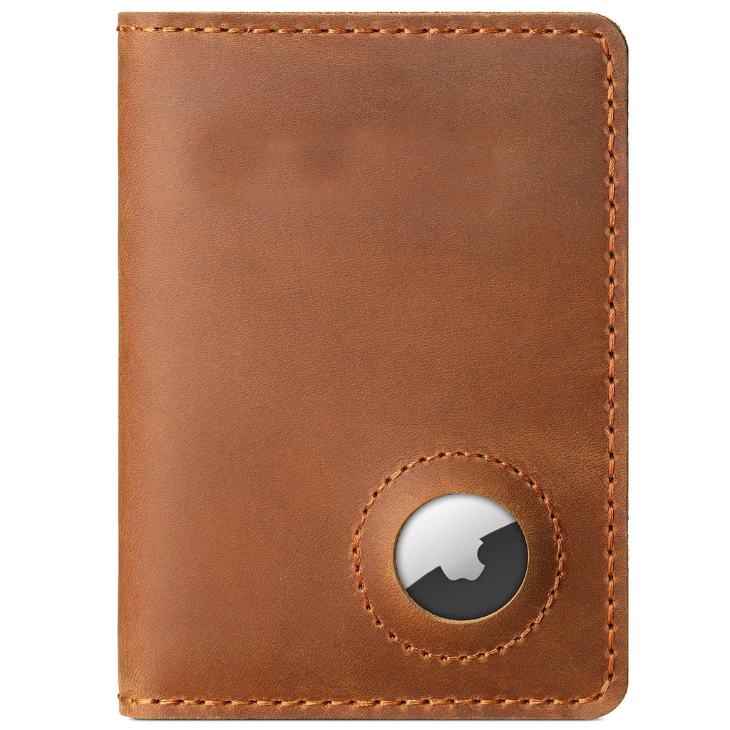 New Airtag Passport Holder Cover Vintage Full Grain Leather Handmade RFID Blocking Wallet Tracker Card Case 10X14Cm