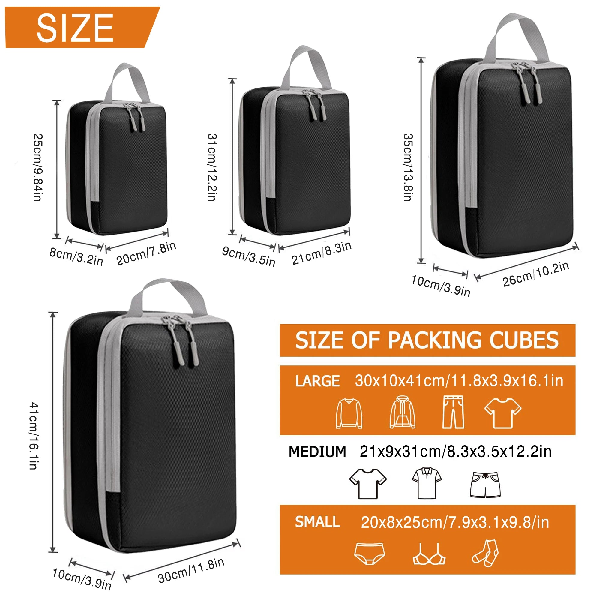 Maximize Your Travel Space with 4Pcs Large Capacity Waterproof Compression Packing Cubes - Perfect Organizers for Clothes & Essentials!