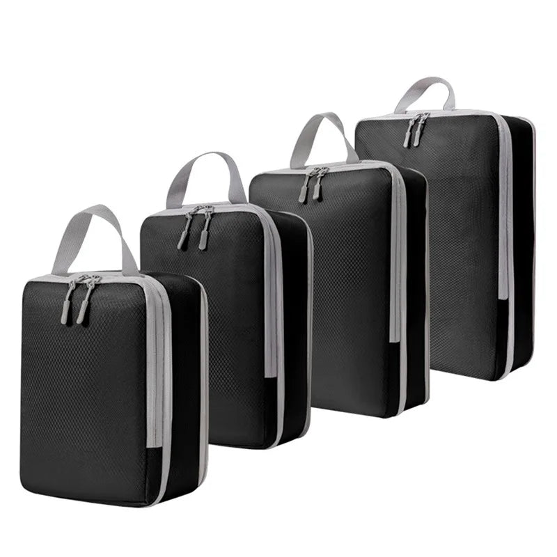Maximize Your Travel Space with 4Pcs Large Capacity Waterproof Compression Packing Cubes - Perfect Organizers for Clothes & Essentials!