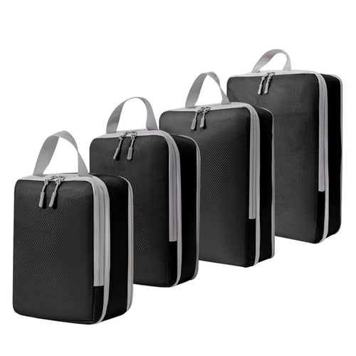 Maximize Your Travel Space with 4Pcs Large Capacity Waterproof Compression Packing Cubes - Perfect Organizers for Clothes & Essentials!