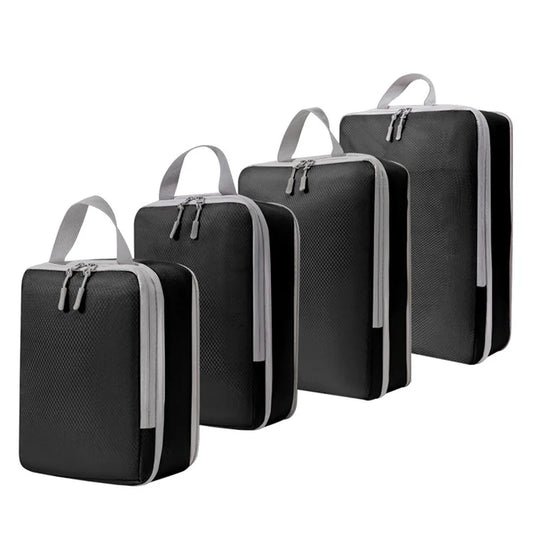 Maximize Your Travel Space with 4Pcs Large Capacity Waterproof Compression Packing Cubes - Perfect Organizers for Clothes & Essentials!