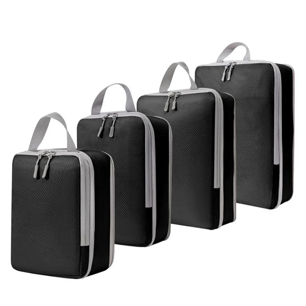 Maximize Your Travel Space with 4Pcs Large Capacity Waterproof Compression Packing Cubes - Perfect Organizers for Clothes & Essentials!
