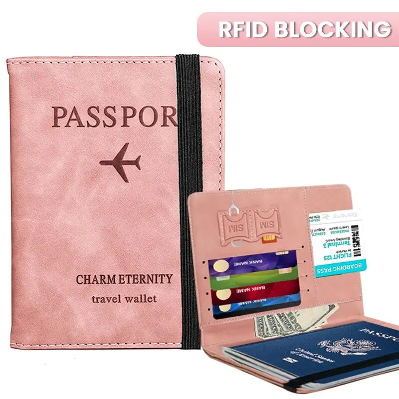 Stylish RFID-Blocking Passport Holder Wallet - Premium PU Leather Travel Essential for Men & Women, Perfect for Family Adventures