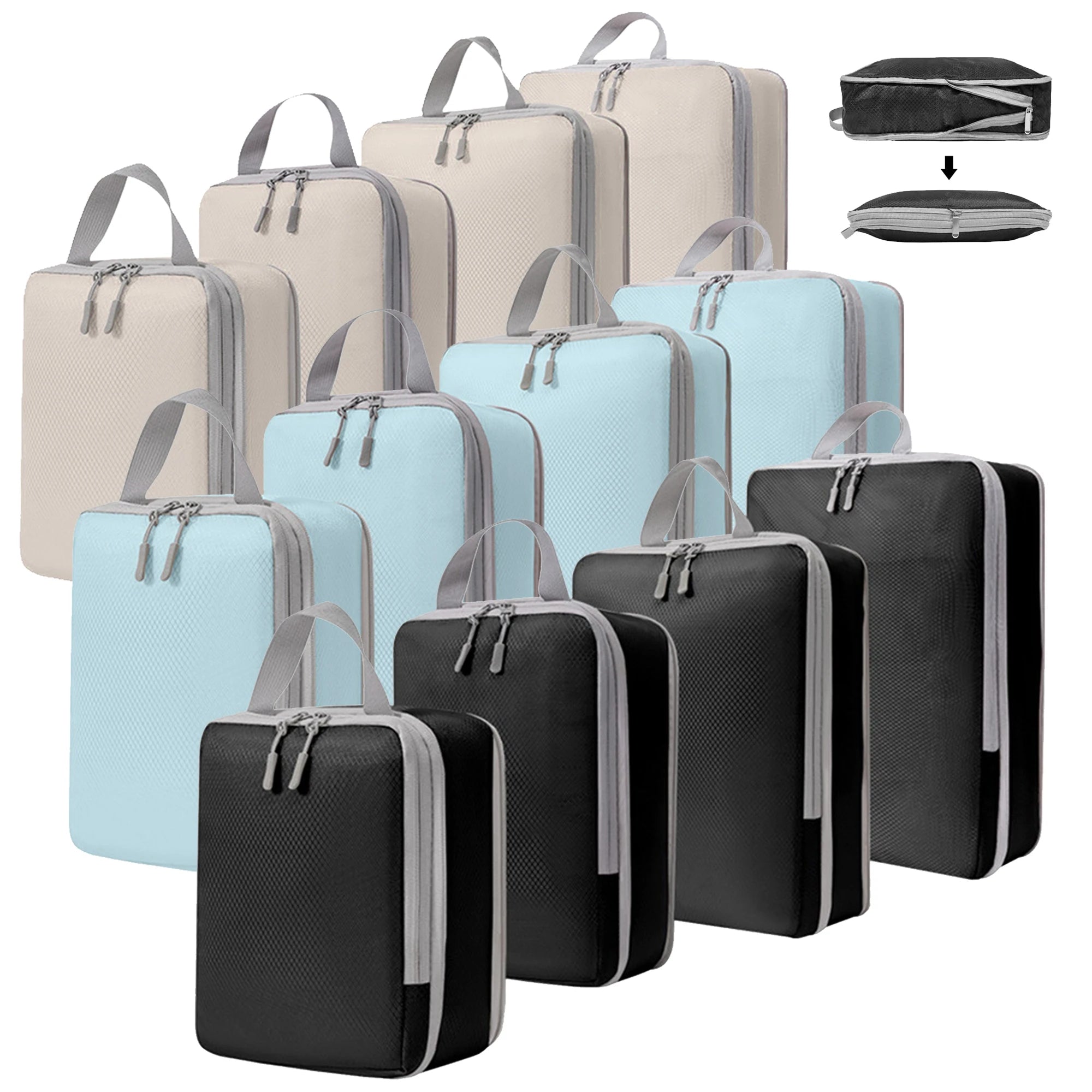 Maximize Your Travel Space with 4Pcs Large Capacity Waterproof Compression Packing Cubes - Perfect Organizers for Clothes & Essentials!