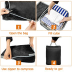 Maximize Your Travel Space with 4Pcs Large Capacity Waterproof Compression Packing Cubes - Perfect Organizers for Clothes & Essentials!