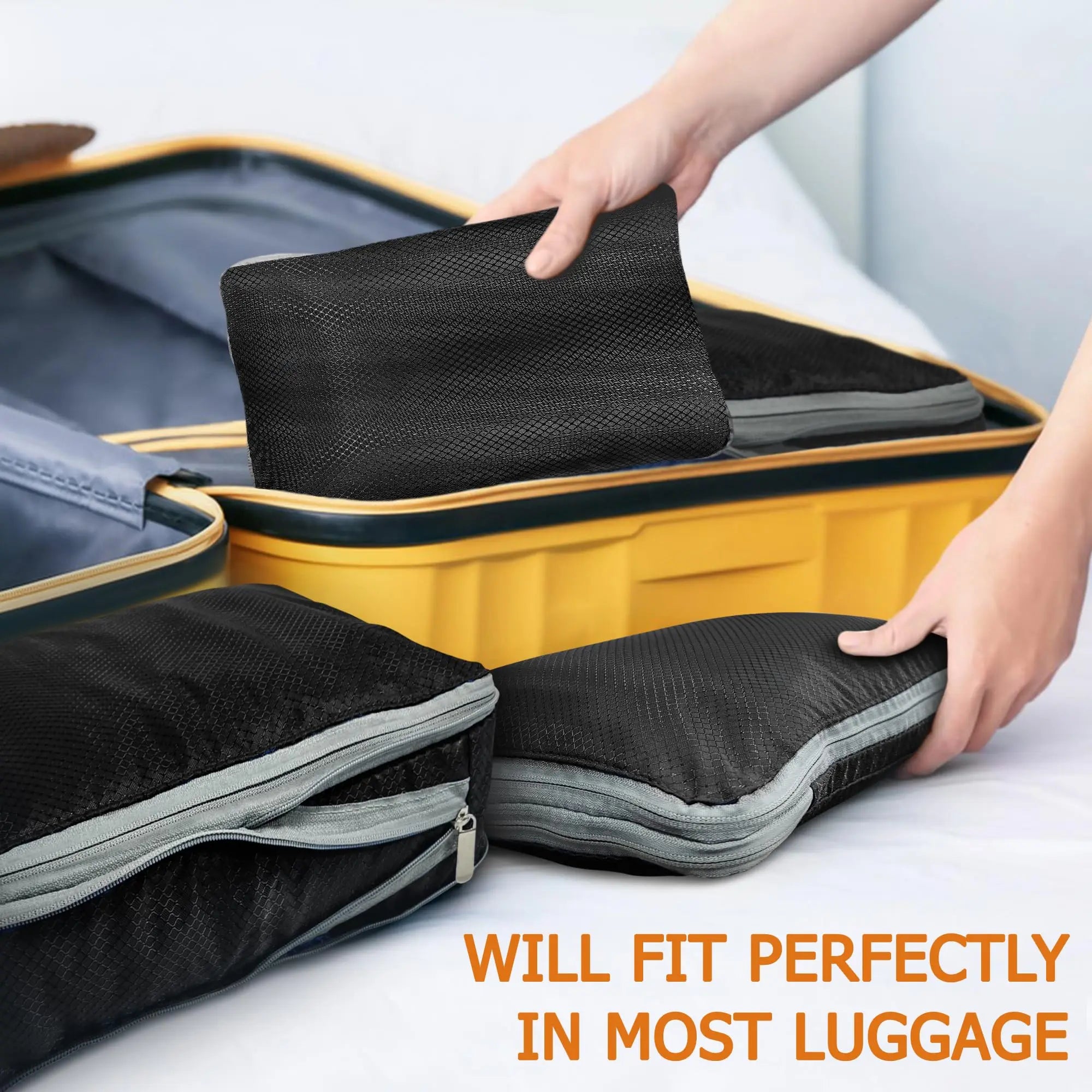 Maximize Your Travel Space with 4Pcs Large Capacity Waterproof Compression Packing Cubes - Perfect Organizers for Clothes & Essentials!