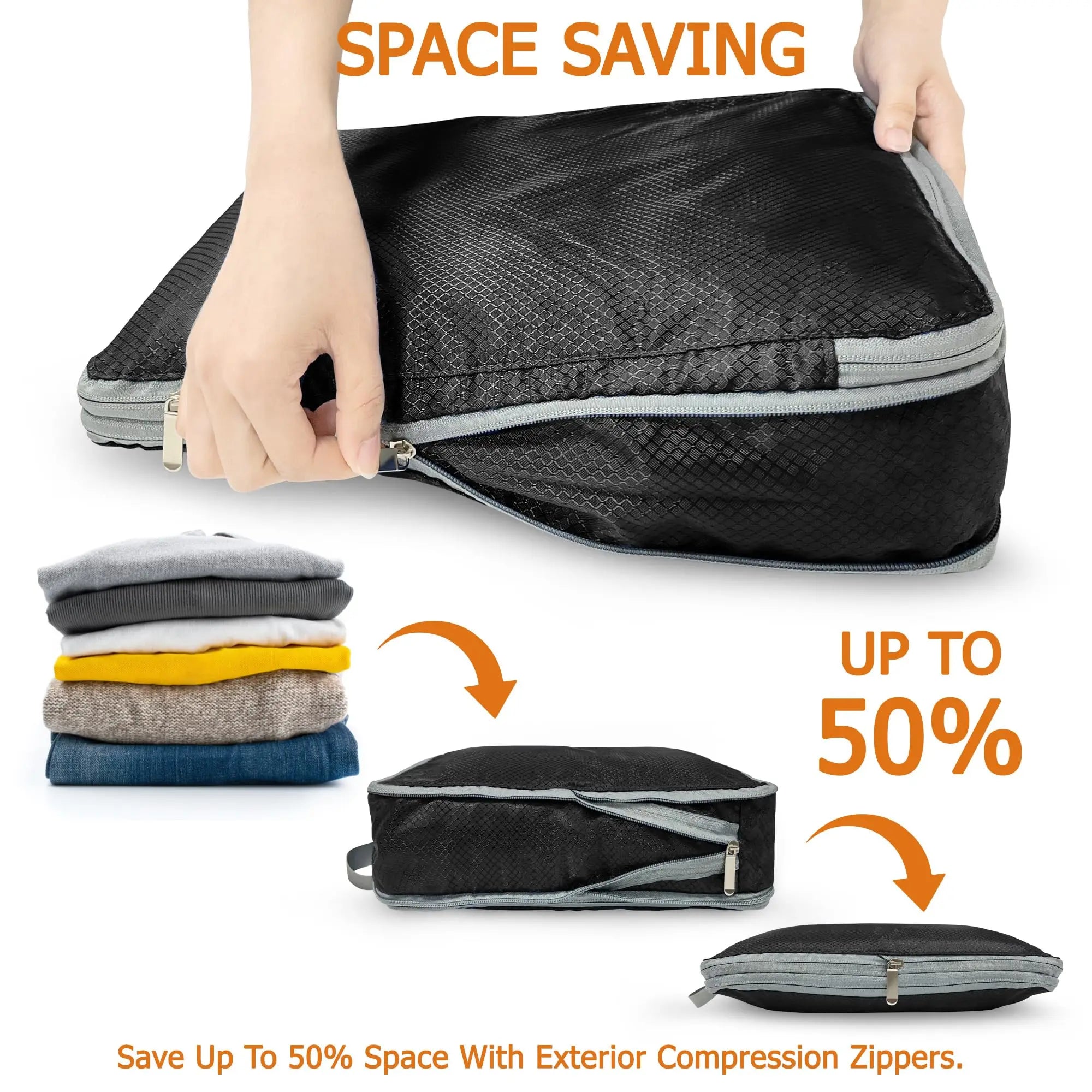 Maximize Your Travel Space with 4Pcs Large Capacity Waterproof Compression Packing Cubes - Perfect Organizers for Clothes & Essentials!
