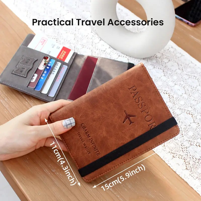 Stylish RFID-Blocking Passport Holder Wallet - Premium PU Leather Travel Essential for Men & Women, Perfect for Family Adventures