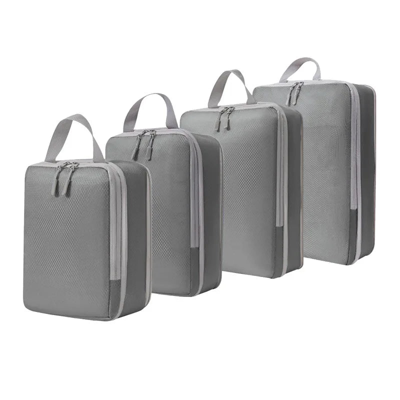 Maximize Your Travel Space with 4Pcs Large Capacity Waterproof Compression Packing Cubes - Perfect Organizers for Clothes & Essentials!