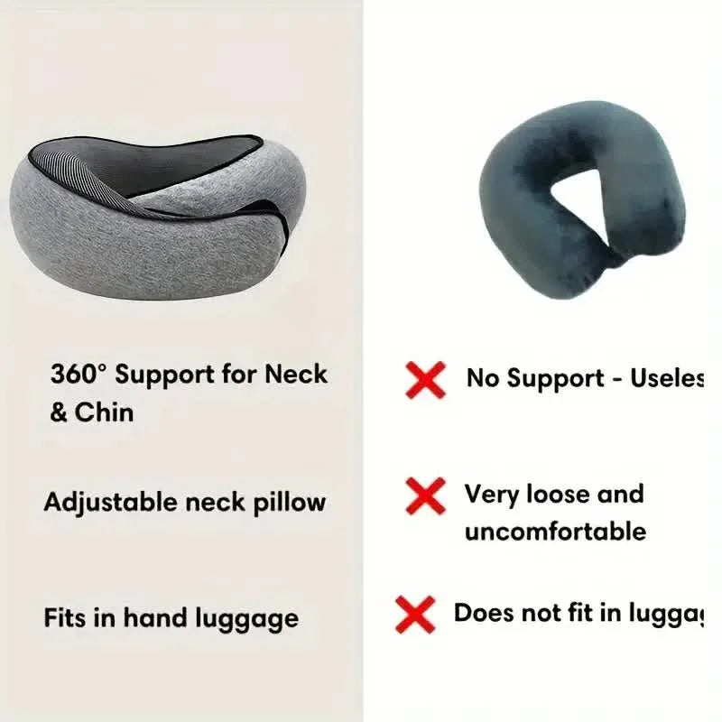 Ultimate Comfort Travel Neck Pillow - Adjustable Memory Foam U-Shaped Support for Restful Journeys
